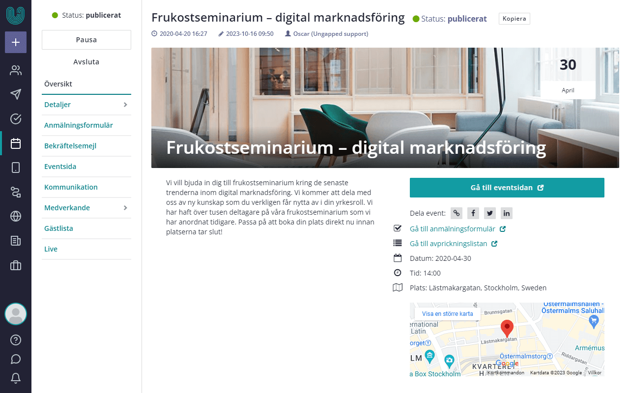 Et profesjonelt verktøy for håndtering av dine arrangementer og event